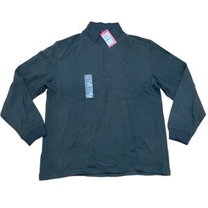 IZOD Men's Large‎ Olive Green Luxury Sport Pullover 1/4 Zip Long Sleeve Knit NWT